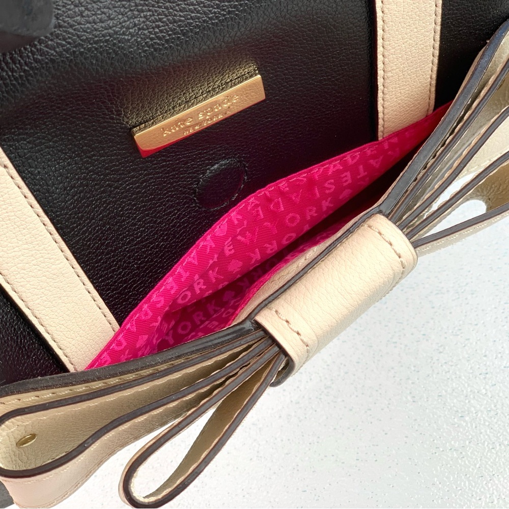 Kate Spade Kaiya Alice Black and White Leather Satchel Bag - Picture 7 of 13